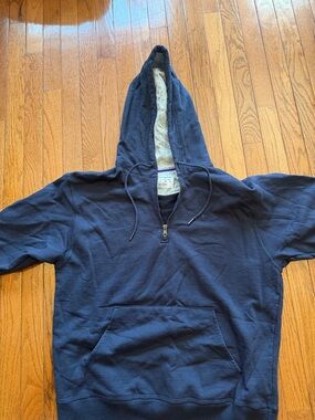Men's champion Navy Half-Zip Hooded Sweatshirt